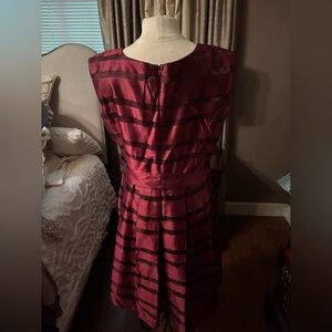 Leslie Fay Burgundy Striped Dress
